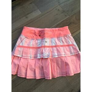 Lululemon Pace Setter Skirt Bleached Coral Gingham Size 4